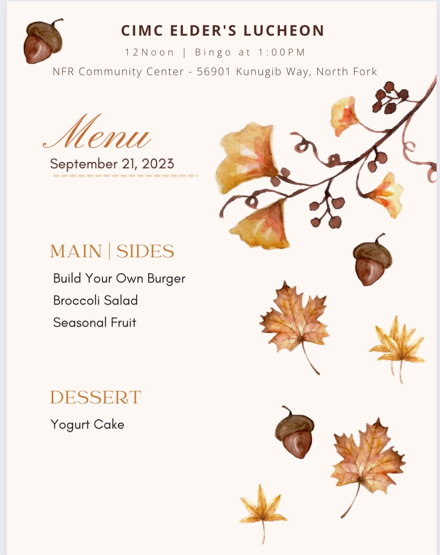 Read more about the article Elders Lunch Menu September 21 2023