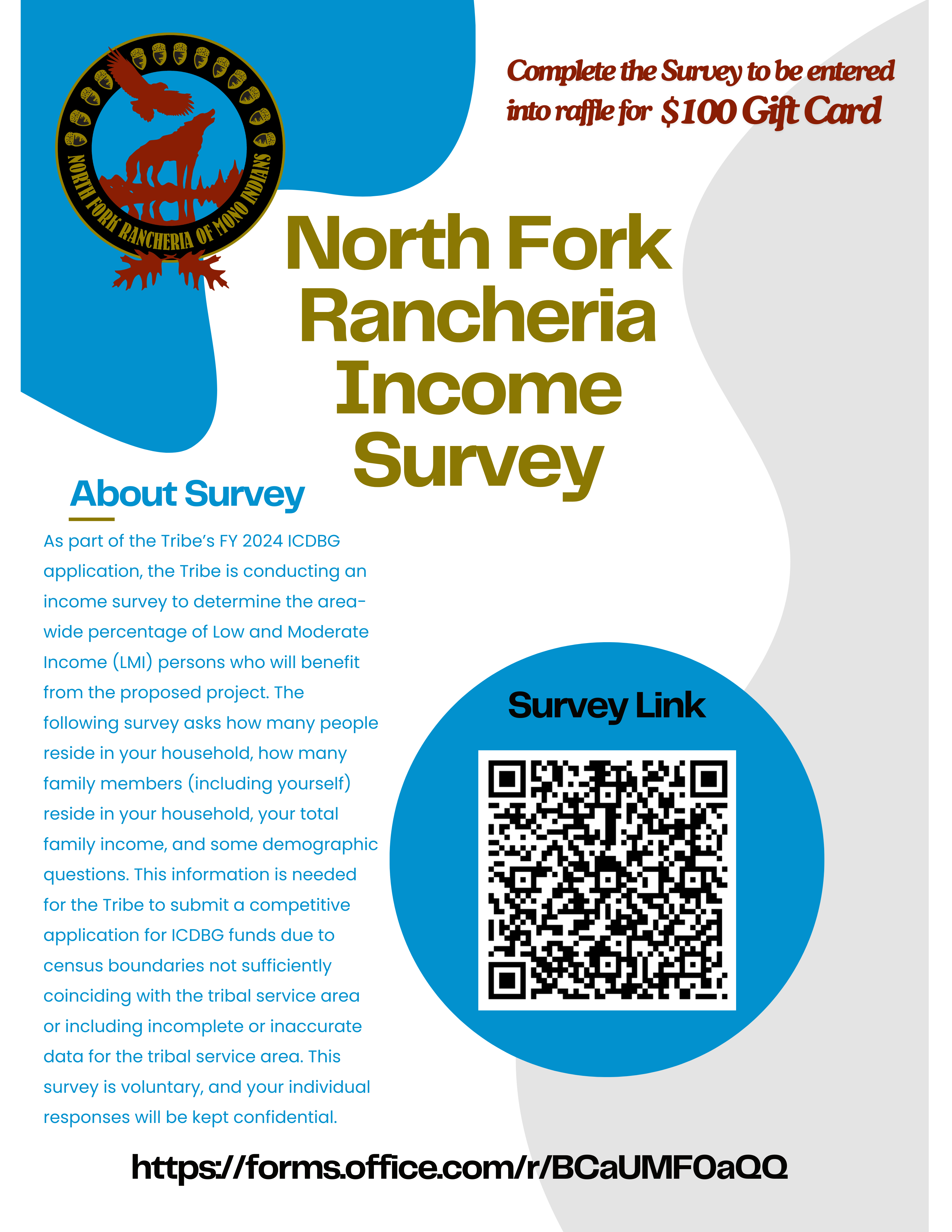 Read more about the article North Fork Rancheria Income Survey – $100 Gift Card Raffle