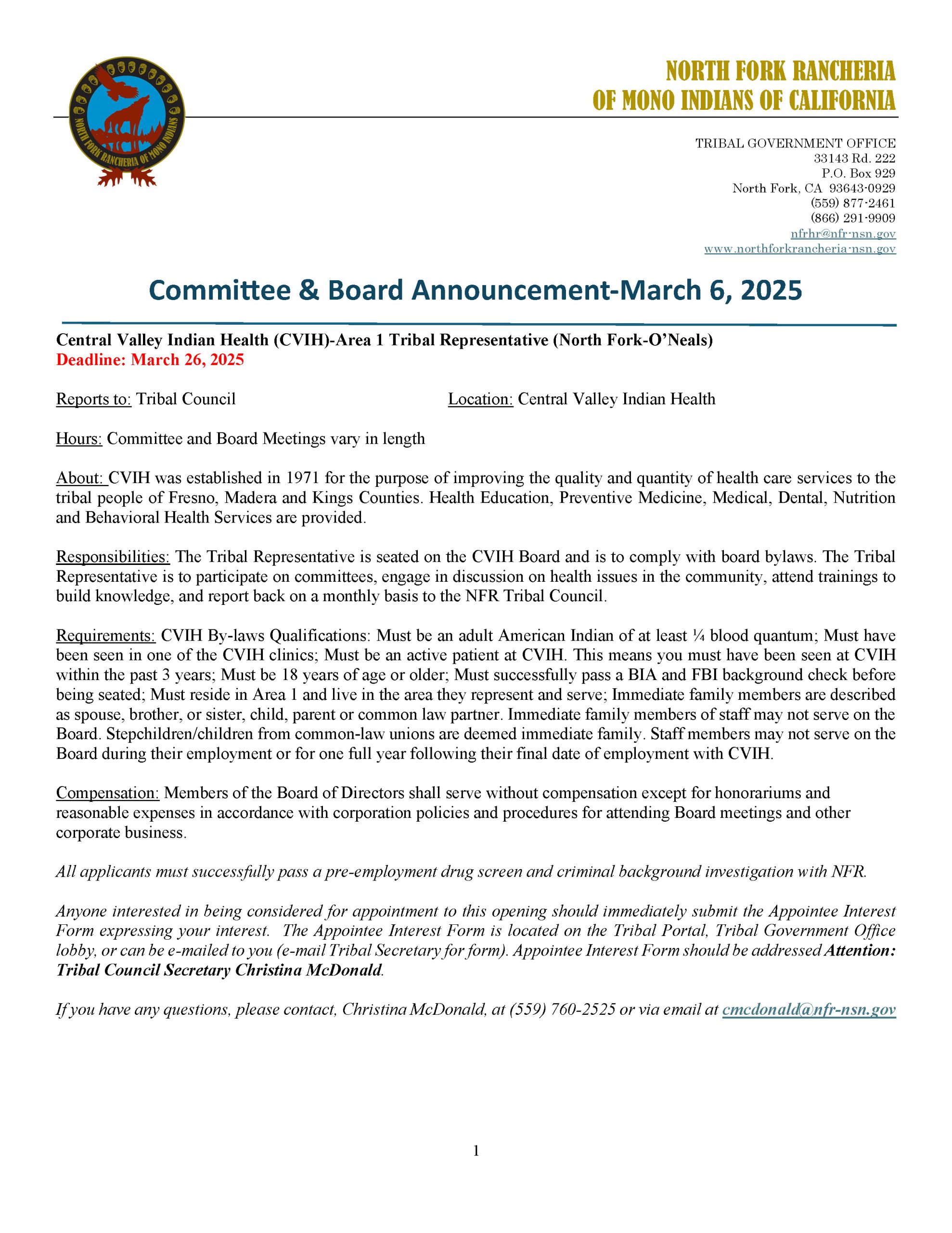 Read more about the article Committee & Board Announcement