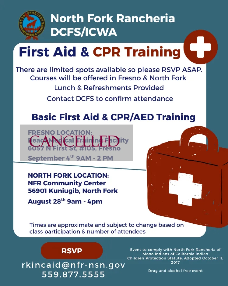 Read more about the article Fresno DCFS CPR Class on 9/4 Cancelled